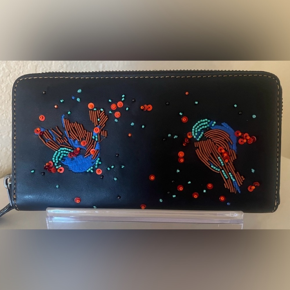 COACH 1941 Black Glove-tanned Leather Meadowlark Accordion Wallet